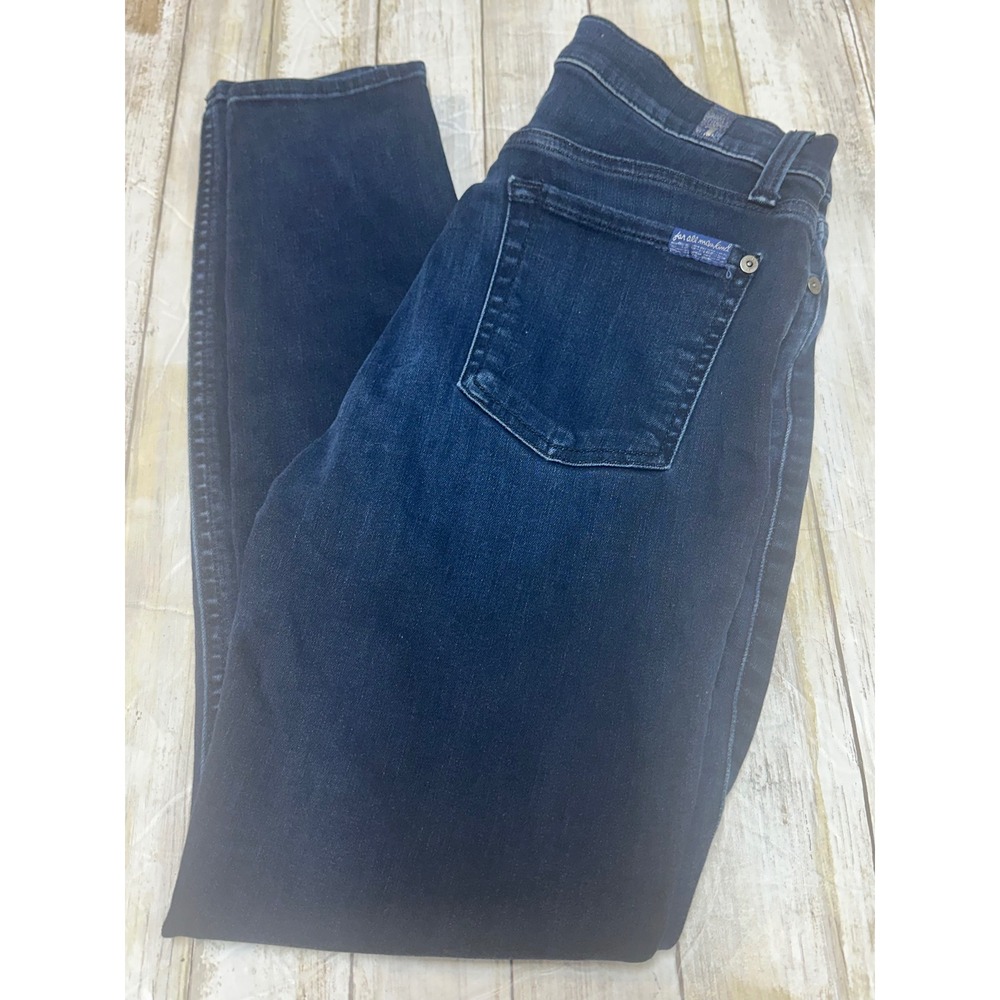 7 For All Mankind High Waist‎ Ankle Gwenevere Skinny Jeans Dark Wash 28